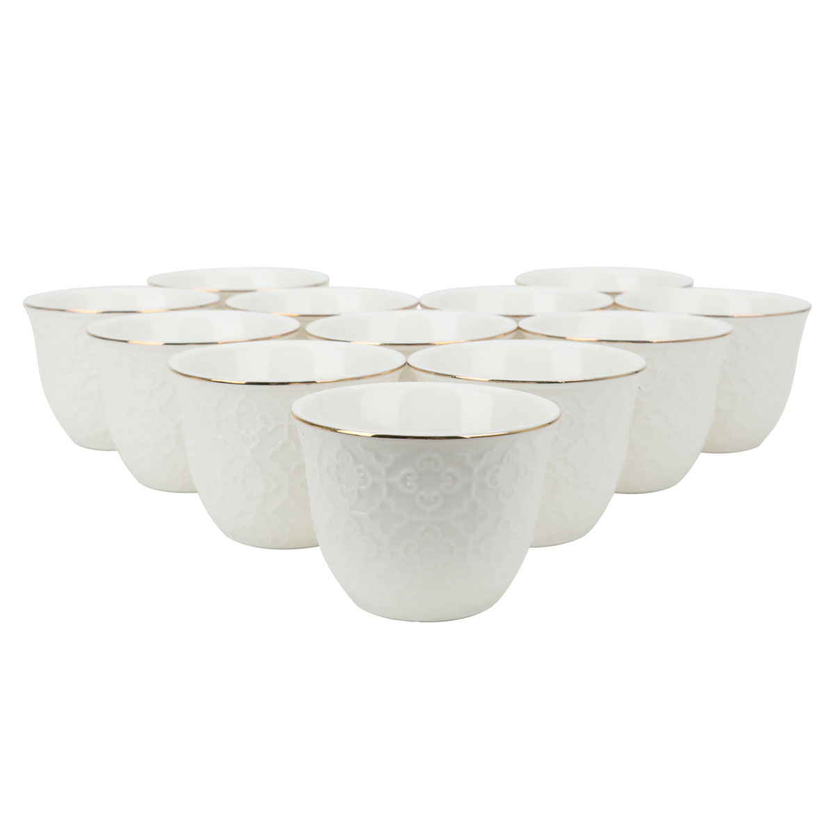 Set Arabic Coffee Cups Porcelain Saif Gallery, 12 Pieces, 80 ml, Rose Pattern - White product image