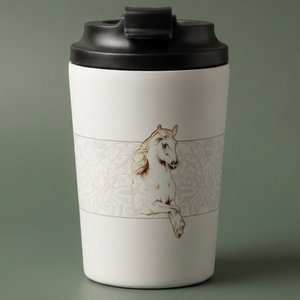كوب حافظ للحرارة بنقش حصان استيل السيف غاليري، 240 مل، 8 أونصة - أبيض product image