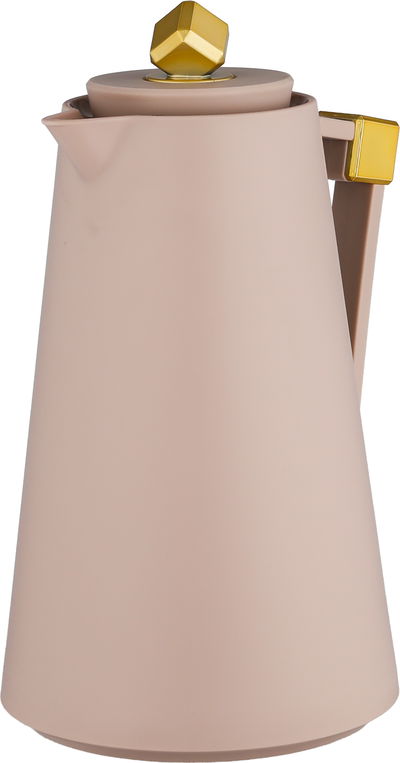 ترمس الماسة بلاستيك افريست، 1 لتر، حافظة داخلية زجاج، ضغاط - وردي ذهبي product image 3