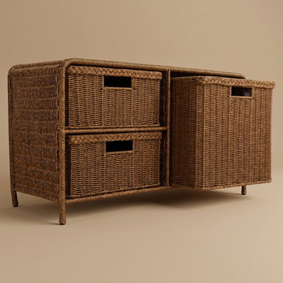 Al Saif Gallery Wicker Cabinet, 75.5X29.5X43 Cm - Brown product image 1