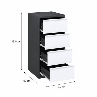 OW-022 Iron drawer organizer, 133×45×62 cm, 4 drawers, deep inside, pull-out design - Grey White product image 3