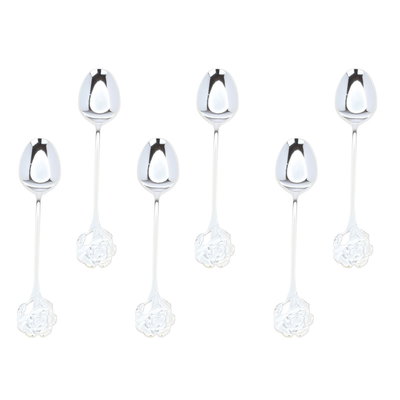 ملاعق شاي استيل السيف غاليري، 6 قطع، بيد وردة - فضي product image 3