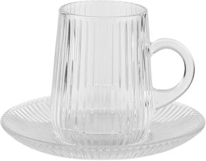 طقم فناجين وبيالات مع صحون زجاج، 12 قطعة، 60/80 مل - شفاف product image 2