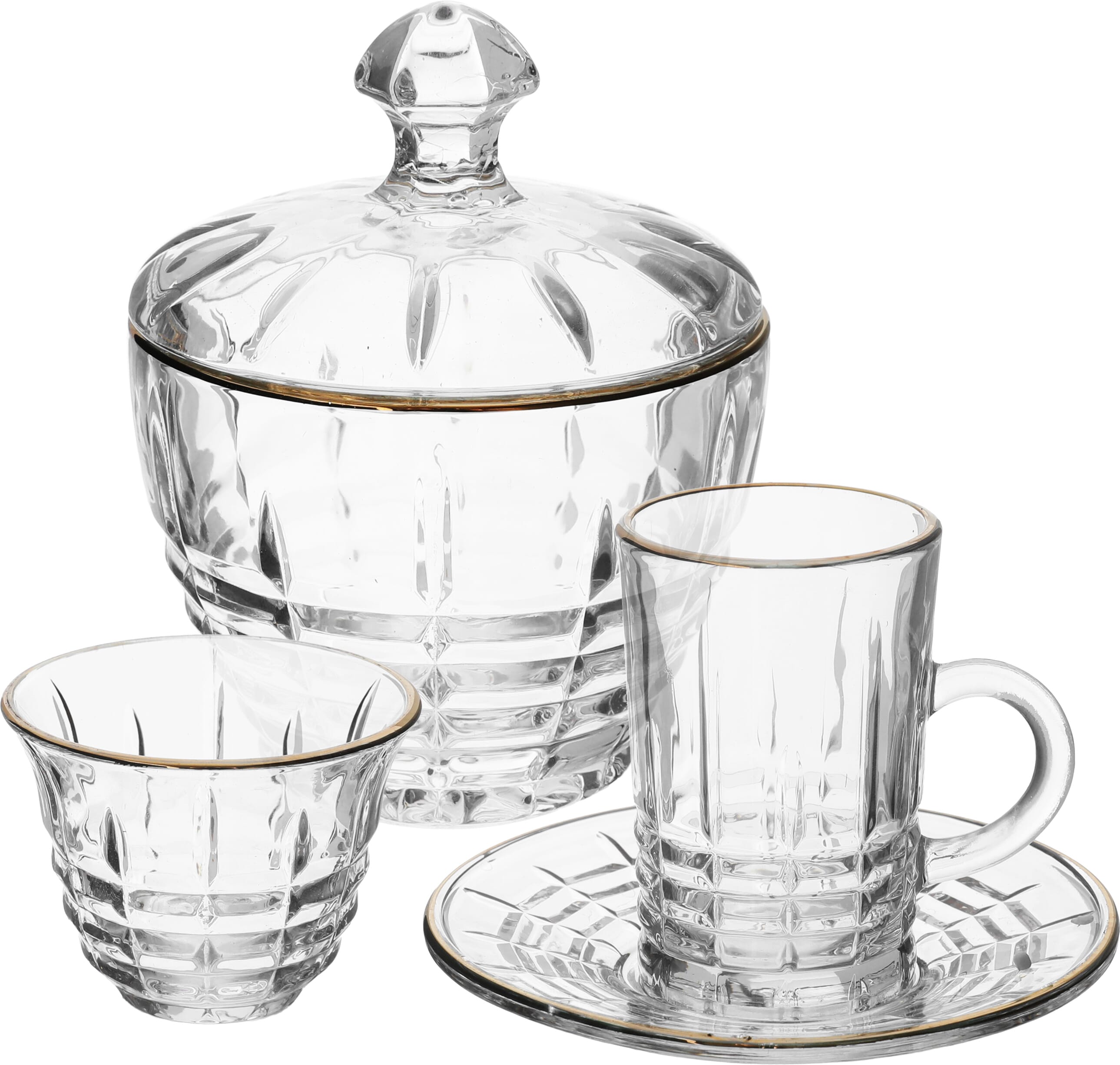 Max Glass tea and coffee serving set, 26 pieces, gold-clear edges product image