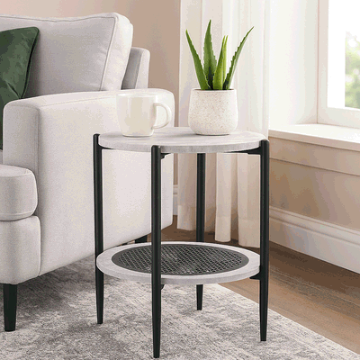 طاولة جانبية مودرن خشب MDF و ستيل، 55×45 45 سم - رمادي product image 2