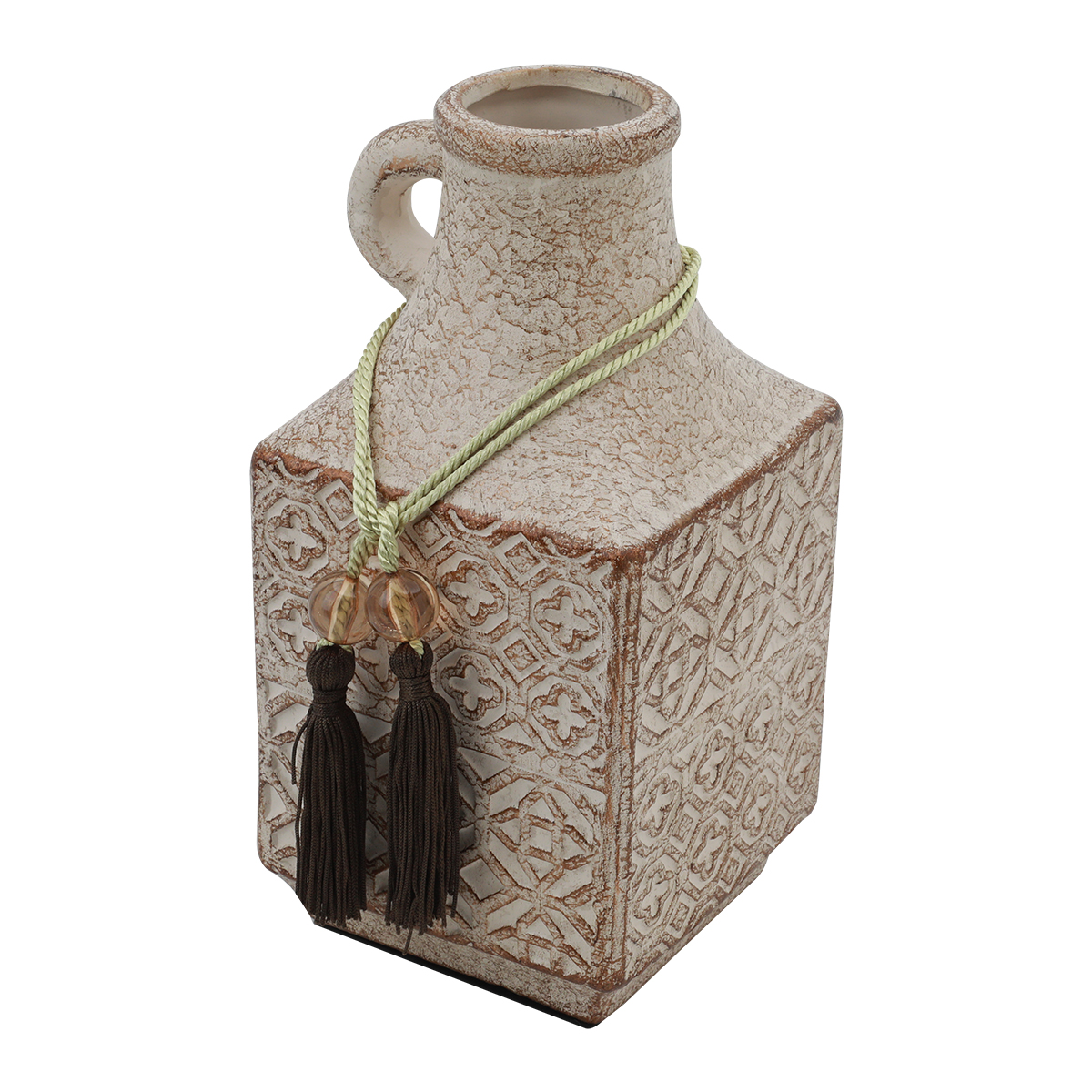 Al-Abdul Latif ceramic decorative vase, 13 x 13 x 23 cm, square - gray brown product image 2