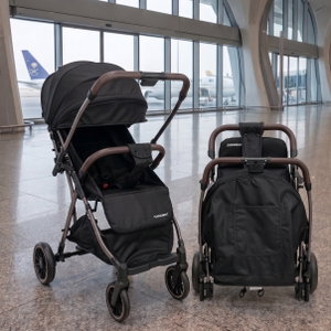 Fun Moment Baby Stroller, Foldable, Storage Basket, Safety Harness - Brown/Black product image