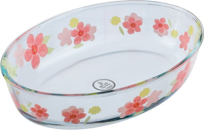صينية فرن زجاج السيف غاليري، 2.4 لتر، نقش زهور، 30x21x6 سم - شفاف product image 3