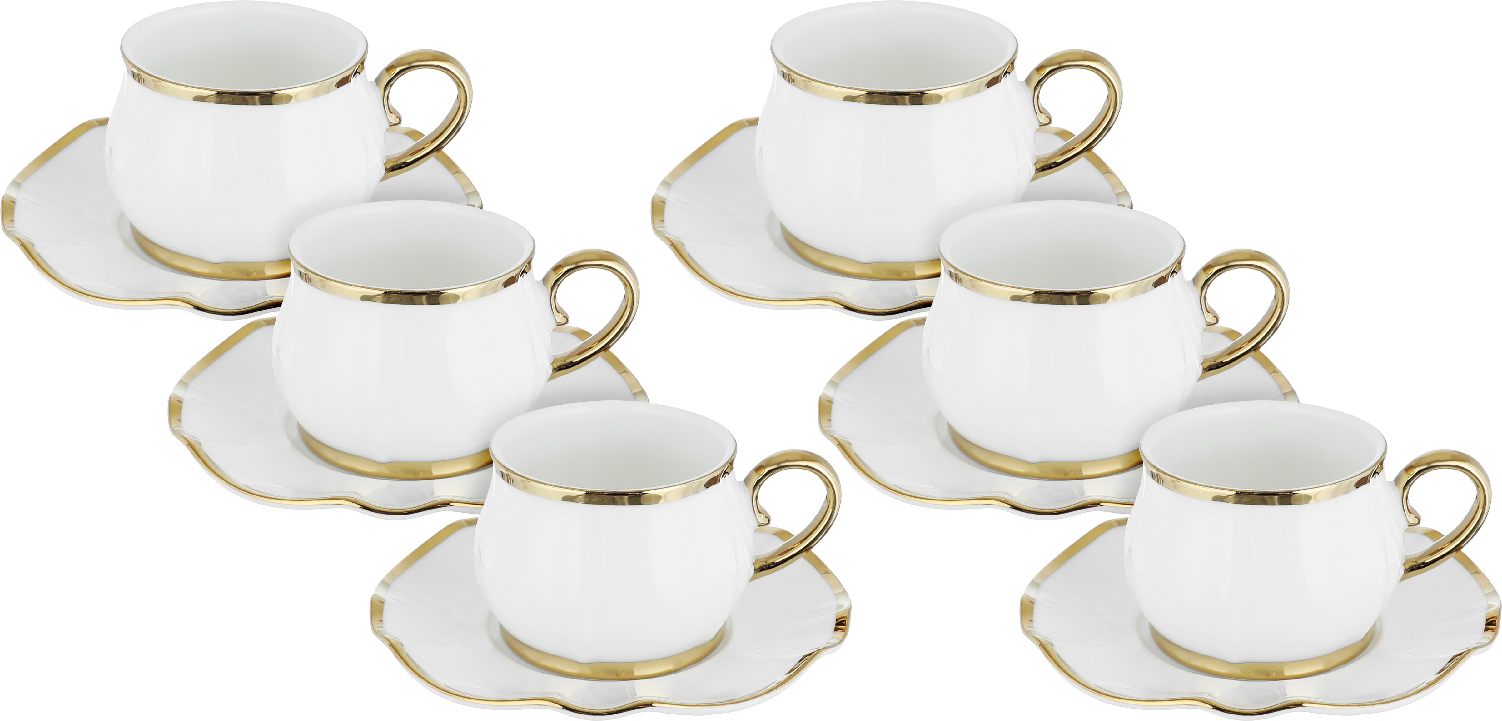 طقم فناجين قهوة سيراميك السيف غاليري، 12 قطعة - ابيض ذهبي product image