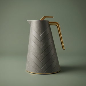Glory thermos, 1 liter, golden handle, thermal glass inner container, plastic outer shell - dark gray product image