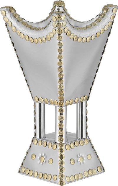 مبخرة سورية ستانلس ستيل، 14x14x28 سم - فضي ذهبي product image 3
