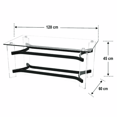 طقم طاولات زجاج و ستيل و اكرليك، 5 قطع - شفاف اسود product image 3