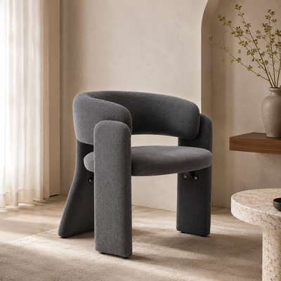 كرسي مودرن خشب MDF، 75×60×46 سم، قماش شانيل - رمادي داكن product image 4