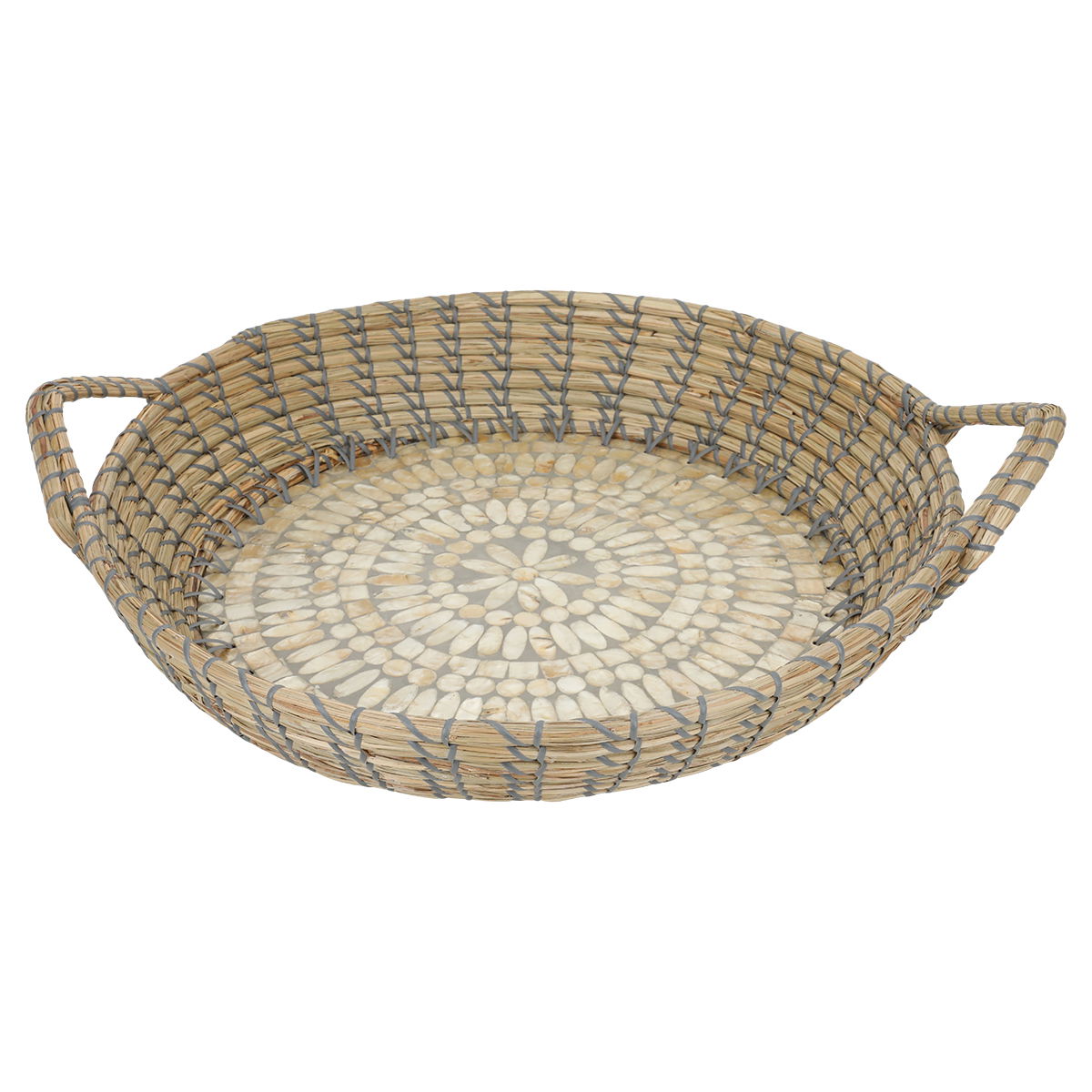 Al Saif Gallery wicker serving tofir, 47 x 47 x 8 cm, round - beige grey product image