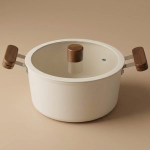 Tornado Ceramic Pot, 22 cm, Wooden Handle - Beige product image