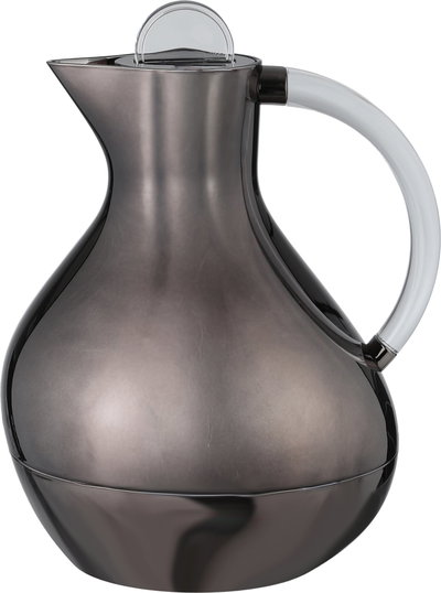 Al Saif Gallery Layal Thermos Set, 0.6/0.9 Liter, 2 Pieces, Glass Interior, Plastic Exterior, Transparent Handle, Push Button - Transparent Black product image 3