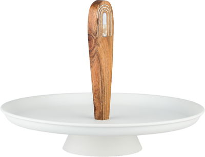 شيالة تقديم ستانلس استيل السيف غاليري، 27x27x19 سم، مسكة يد خشب - أوف وايت خشبي product image 3