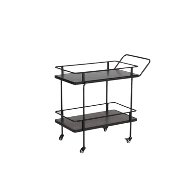 Wooden And Metal Food Serving Trolley, 83×40×80 cm, 2 Shelves, 360 Swivel Casters - Cafe product image 3