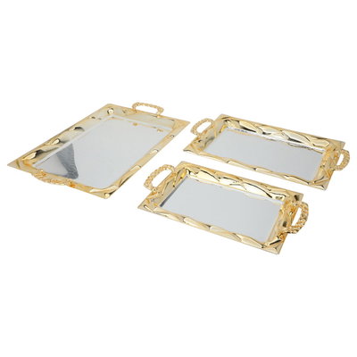 Al Saif Gallery steel topper set, 3 pieces, rectangular - silver product image 2