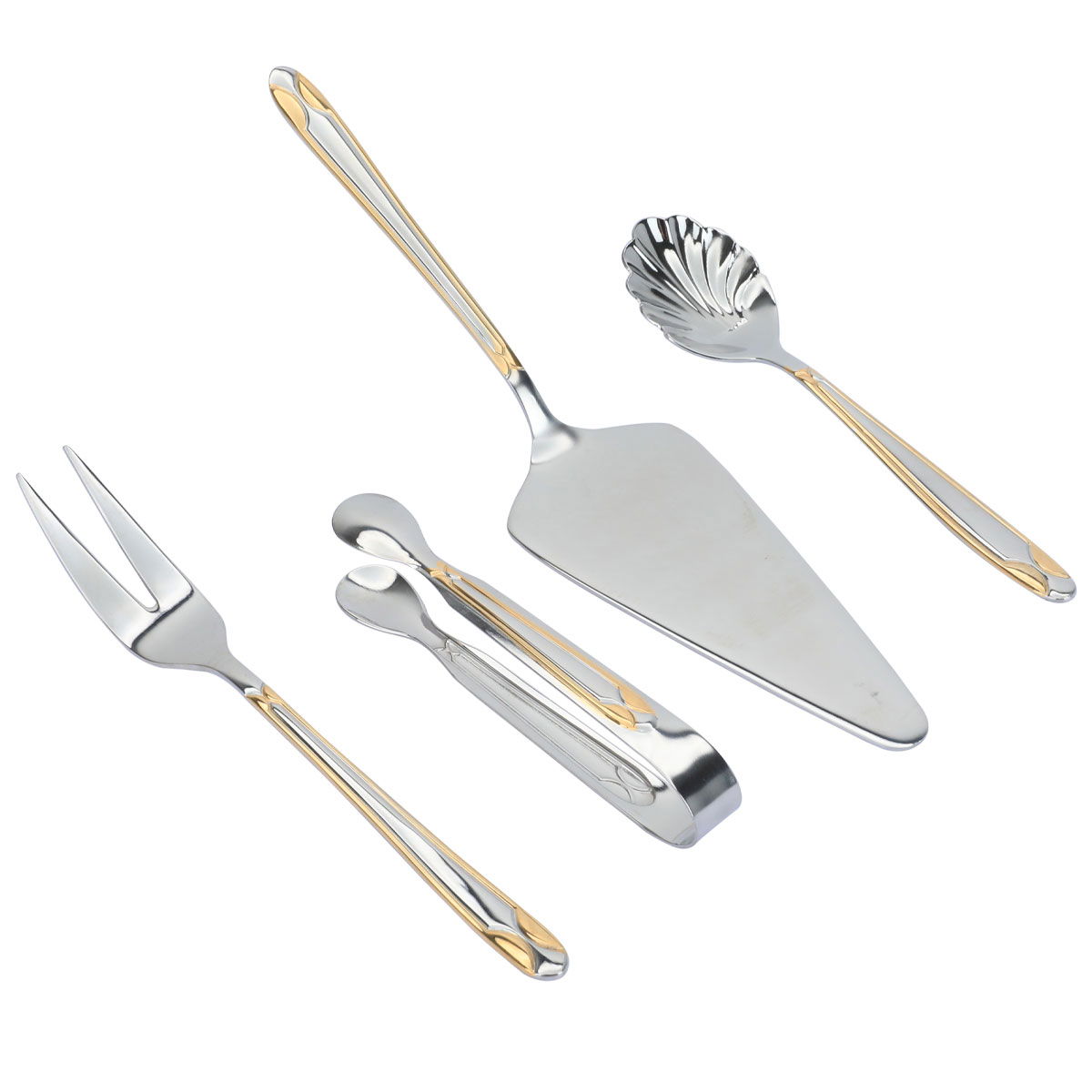 شنطة ملاعق استيل فضي بنقش مذهب 72 قطعة product image 7
