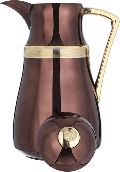 Al Saif Gallery Najd Thermos Set, 1/1 Liter, Inner Glass Container, Stainless Steel Outer Body - Gold Brown product image 6