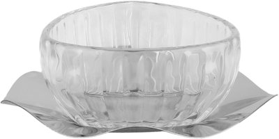 Al Saif Gallery Glass Serving Bowl, 14/9 cm, 2 pieces, Metal Base - Clear Silver product image 2
