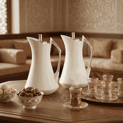 Al Saif Gallery Karma thermos set, two pieces, 1 liter, thermal glass inner container, steel outer shell - white silver product image 2