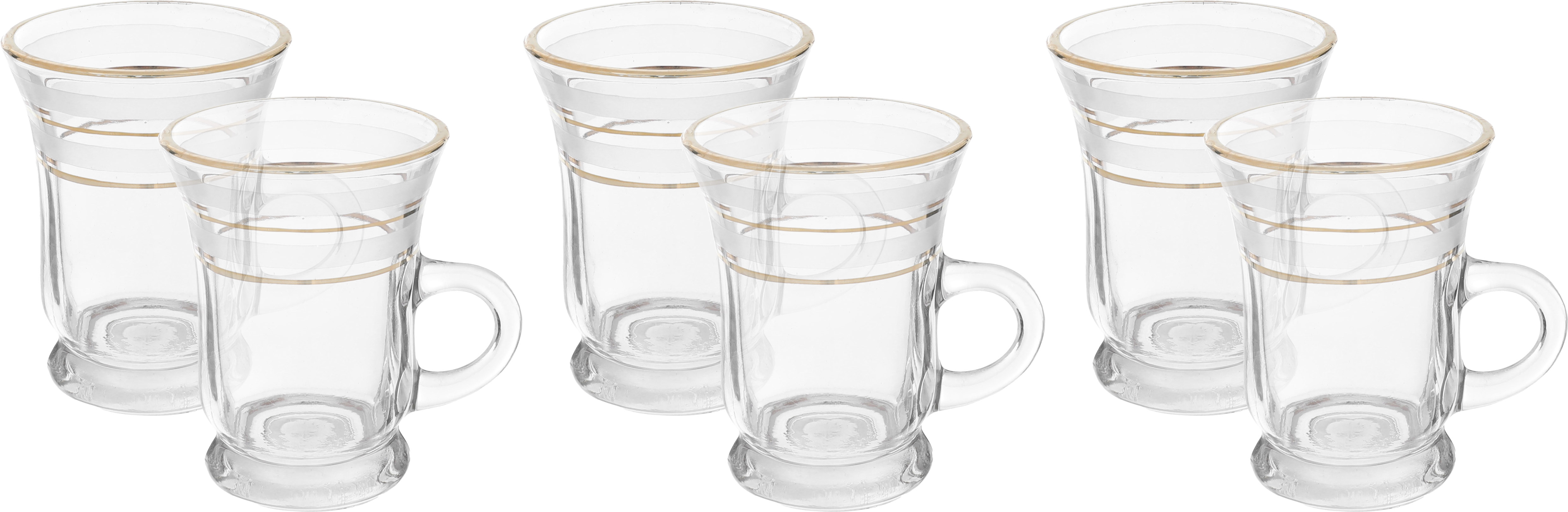 طقم بيالات شاي العليان نور L2 زجاج السيف غاليري، 200 مل، 6 قطع - شفاف product image