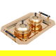 Al Saif Gallery steel tofir set, 43x30x5 cm, 2 dates with lid, marble handle, 3 pieces - gold product image 1
