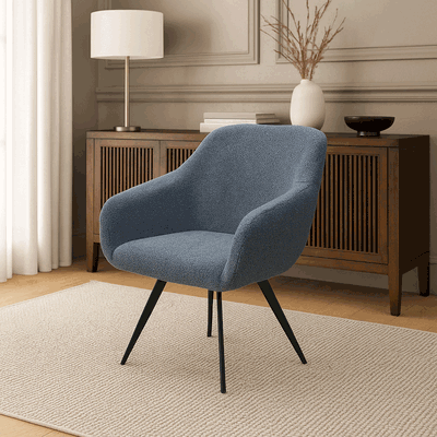 Modern Metal Chair, 85×60×60 Cm, Bouclé Fabric And Foam - Gray product image 2