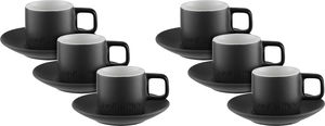 طقم فناجين قهوة تركي مع صحون بورسلان السيف غاليري، 12 قطعة، 60 مل - رمادي غامق اسود product image