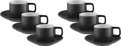 طقم فناجين قهوة تركي مع صحون بورسلان السيف غاليري، 12 قطعة، 60 مل - رمادي غامق اسود product image 1