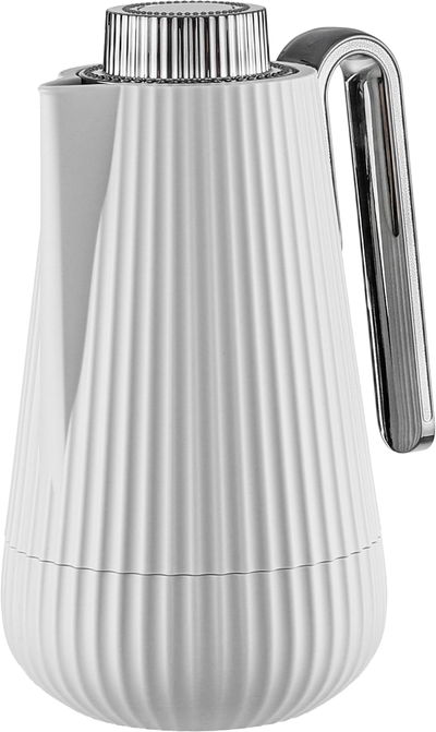 Glory Sumo Thermos, 1 liter, nickel handle, glass interior, push-button - light gray, glossy black product image 3