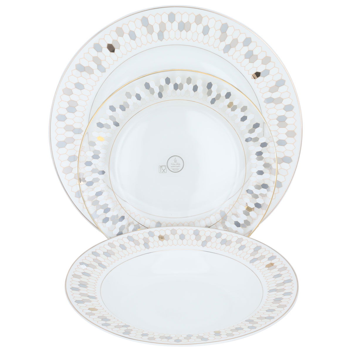 طقم سفرة بورسلان السيف غاليري، 86 قطعة، شكل سداسي - أبيض product image 4