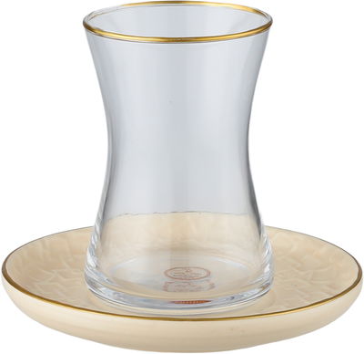 طقم تقديم بيالات شاي و فناجين قهوة مع صحون بورسلان السيف غاليري، مبخرة، 26 قطعة، نقش اسلامي - بيج product image 3