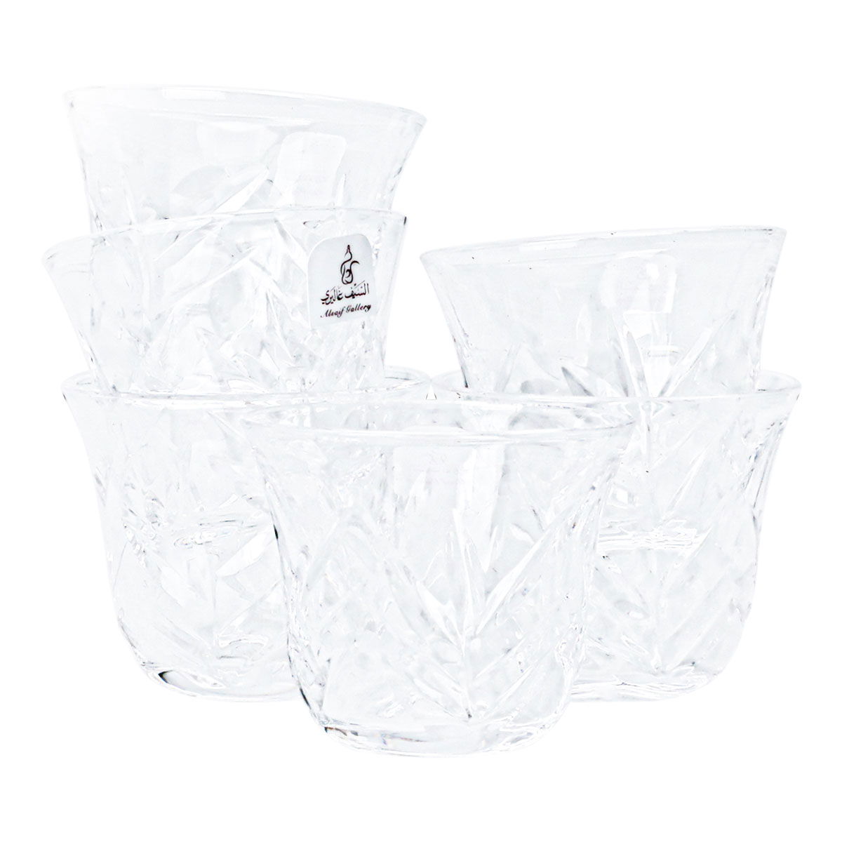 طقم تقديم بيالات شاي فناجين قهوة زجاج السيف غاليري، صحن، 18 قطعة - شفاف product image 3