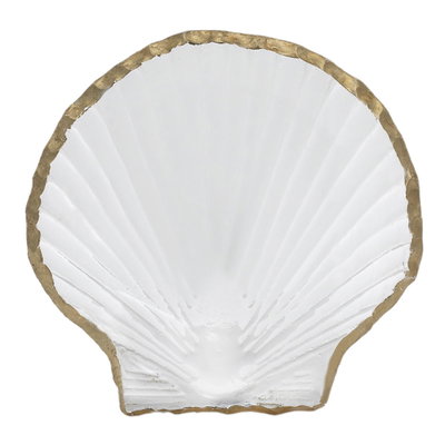 Al Saif Gallery glass sweet dish, 17x17x2.6 cm, golden rim, seashell shape - clear product image 3
