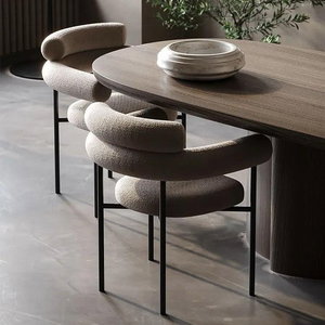 Modern Metal Chair, 75×55×45 Cm, Boucle Fabric And Foam - Beige product image