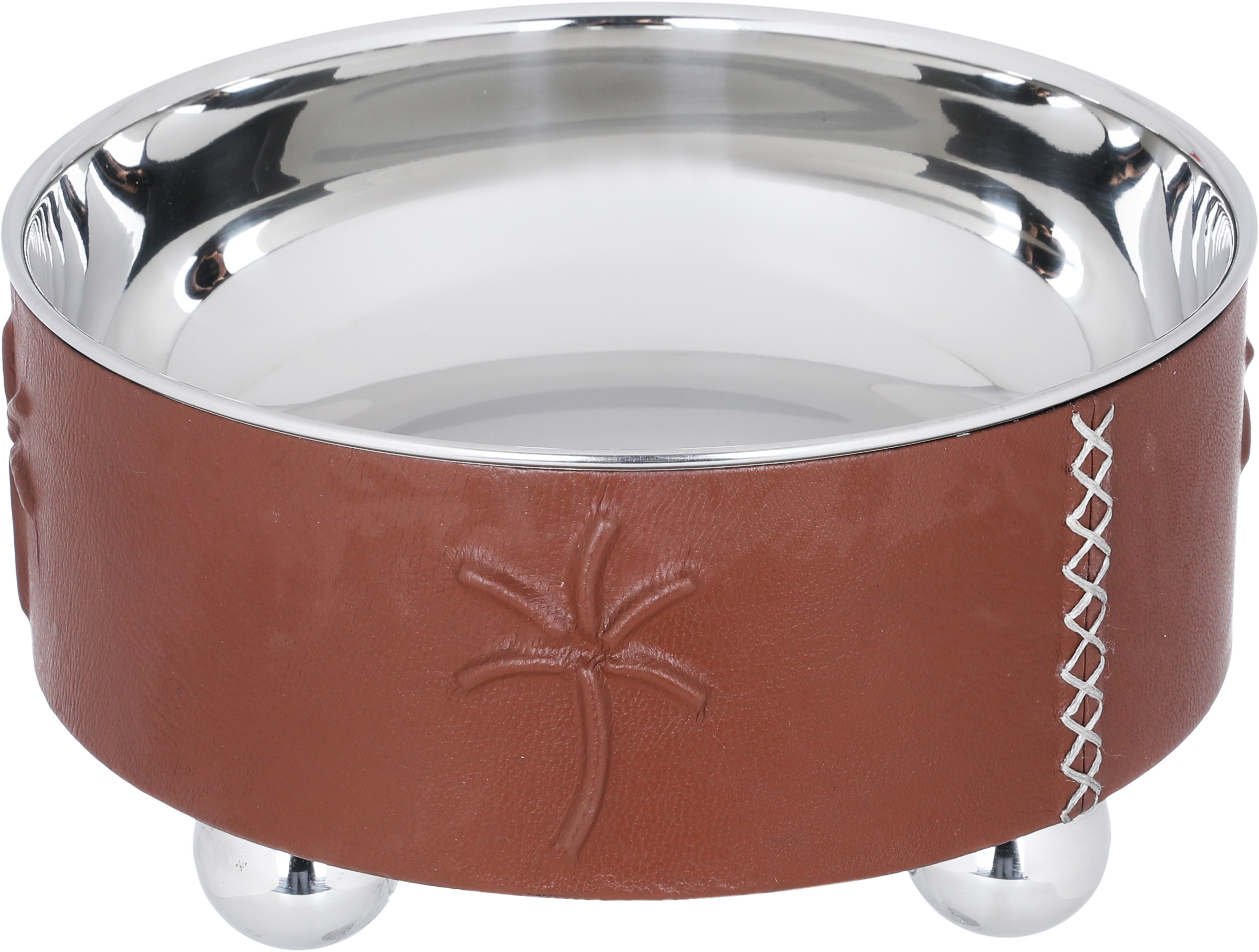 Al Saif Gallery Steel Salad Bowl, 24 x 24 x 13 cm, Round, Floral Pattern - Brown product image