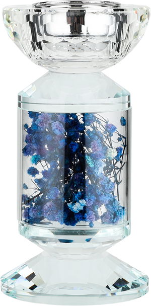 مبخرة زجاج السيف غاليري، مزينة زهور ازرق، 8x8x15 سم - شفاف product image 2