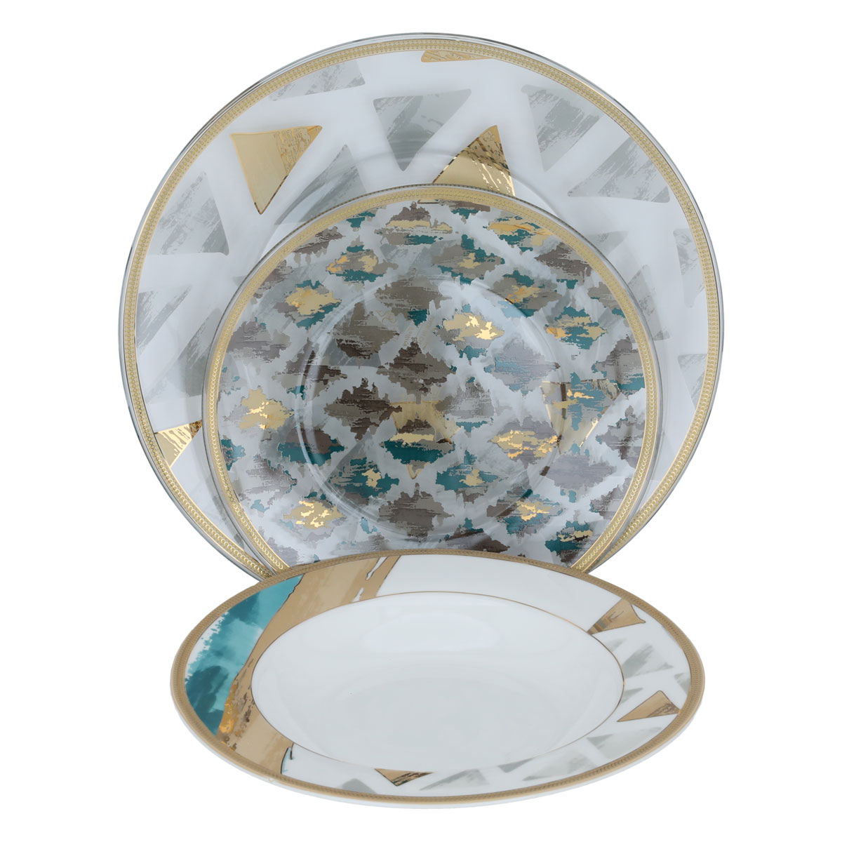 طقم سفرة بورسلان السيف غاليري، 62 قطعة - ابيض ذهبي product image 5