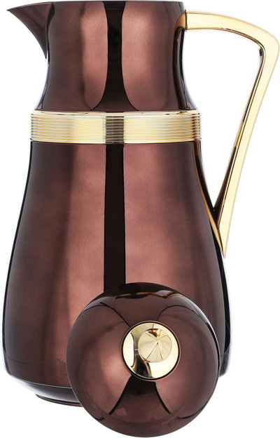 Al Saif Gallery Najd Thermos Set, 1/1 Liter, Inner Glass Container, Stainless Steel Outer Body - Gold Brown product image 10