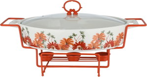 سخان طعام بورسلان السيف غاليري، 43 سم، حامل معدني، دائري، غطاء زجاج - ابيض ملون product image