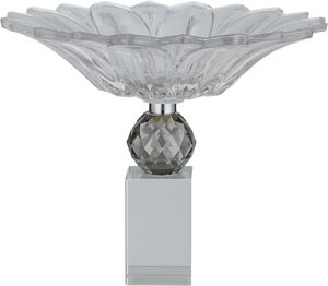 صحن تقديم حلا السيف غاليري، 24x24x20 سم، قاعدة رمادي، منقوش - شفاف product image 2