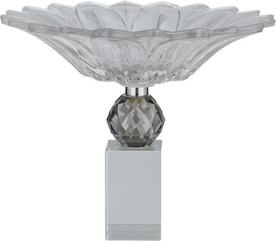 صحن تقديم حلا السيف غاليري، 24x24x20 سم، قاعدة رمادي، منقوش - شفاف product image 2