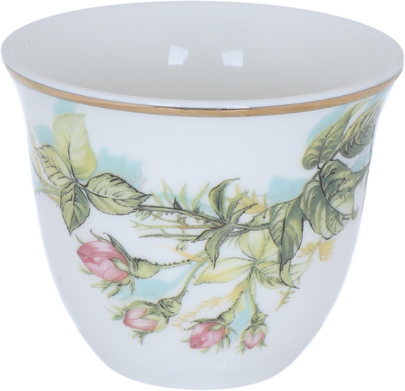 Al Saif Gallery porcelain Arabic coffee cups set, rose pattern, 12 pieces - white product image 2