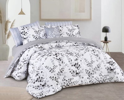 طقم لحاف ساليرنو مايكروفايبر، 240x260 سم، نفرين، 9 قطع - ابيض رمادي product image 2