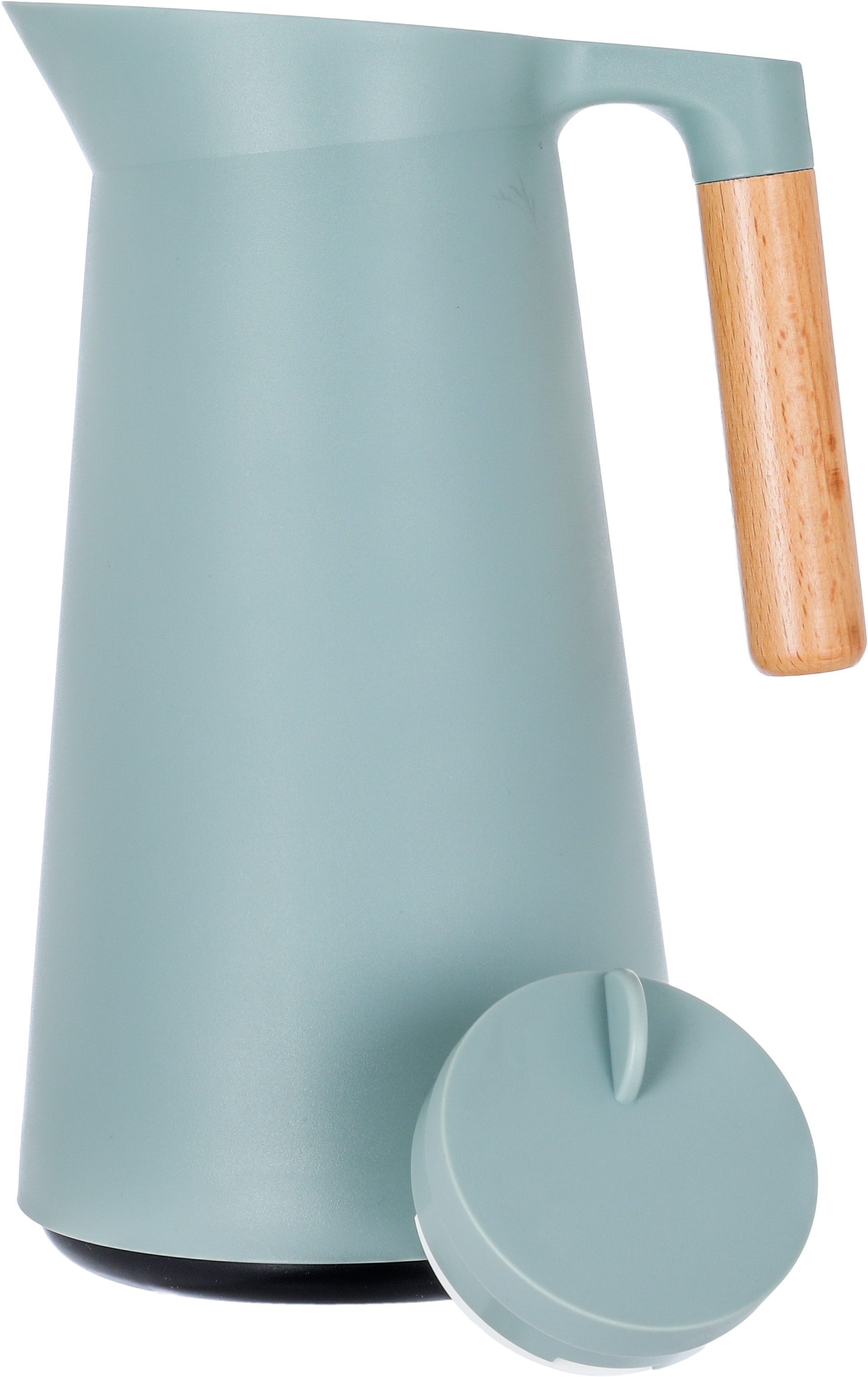 Timeless Linda Thermos, 1 liter, wooden handle, thermal glass inner container, plastic outer shell - dark green product image 3