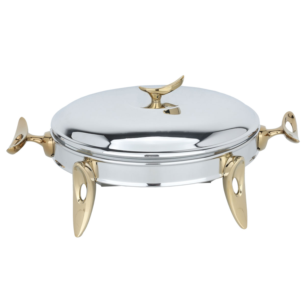 Al Saif Gallery steel buffet heater with gold legs, 2.2 litres, oval - silver product image