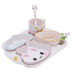 طقم تقديم الأطفال بلاستيك السيف غاليري، 7 حبات، شكل أرنب - ملون product image